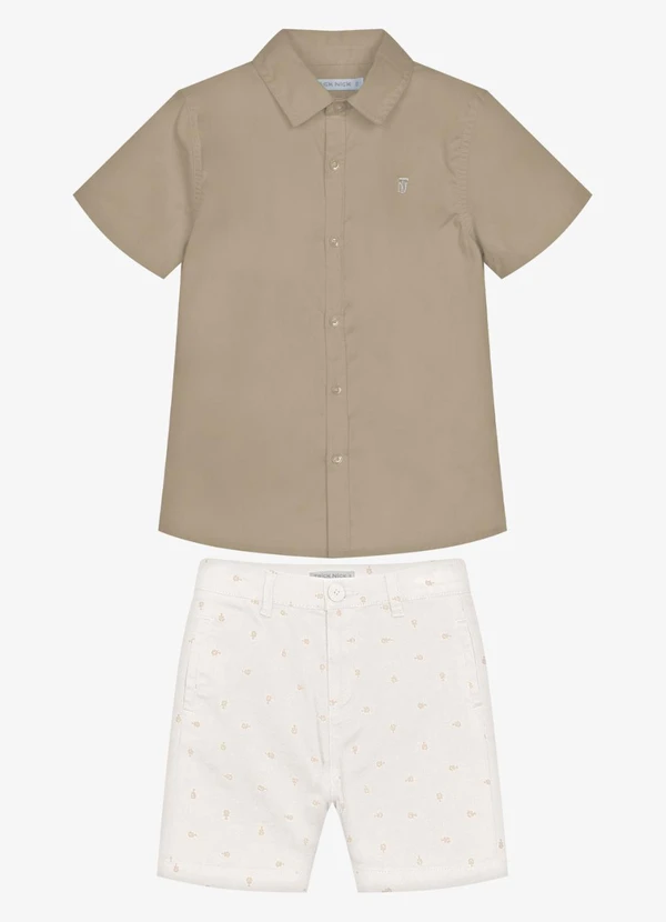 Trick Nick - Conjunto Infantil Camisa com Bermuda Marrom