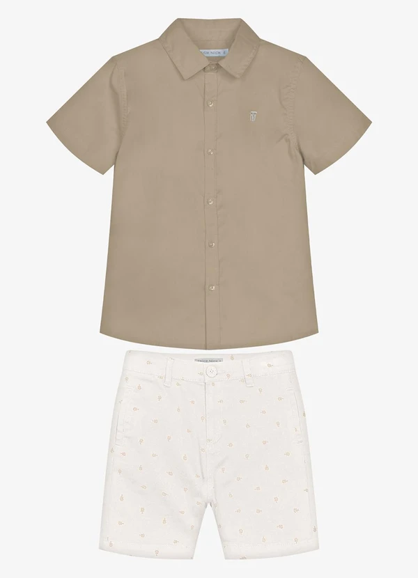 Trick Nick - Conjunto Infantil Camisa com Bermuda Marrom
