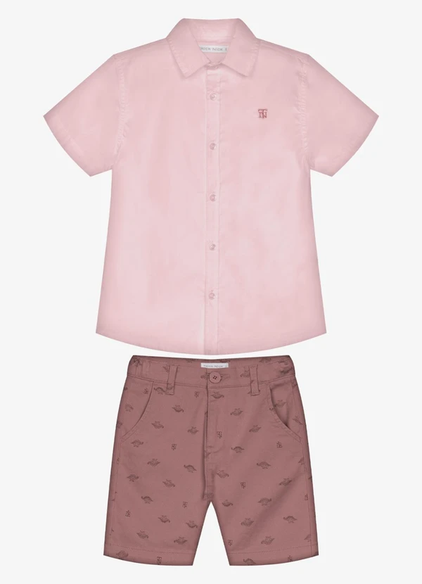 Trick Nick - Conjunto Infantil Camisa com Bermuda Rosa
