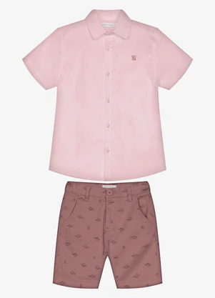 Trick Nick - Conjunto Infantil Camisa com Bermuda Rosa - TRICK NICK