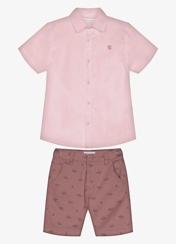 Trick Nick - Conjunto Infantil Camisa com Bermuda Rosa