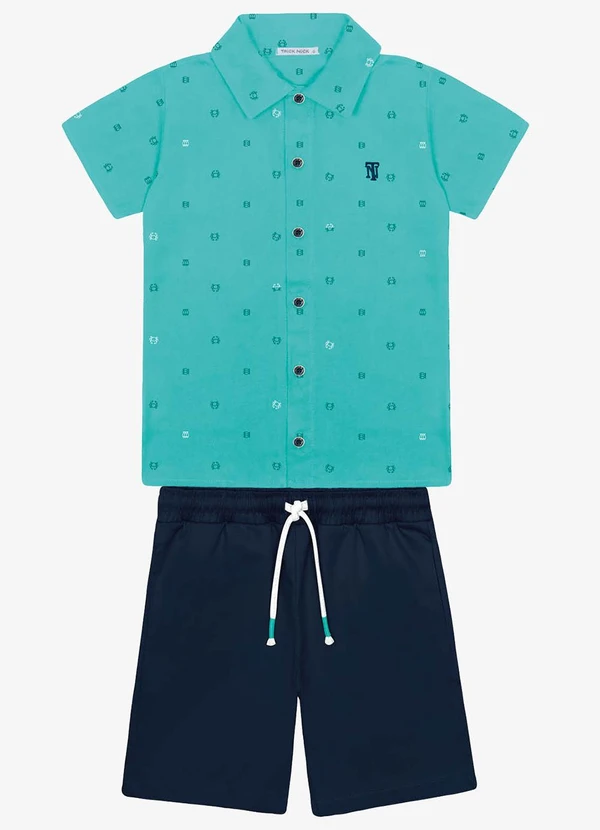 Trick Nick - Conjunto Infantil Camisa com Bermuda Verde