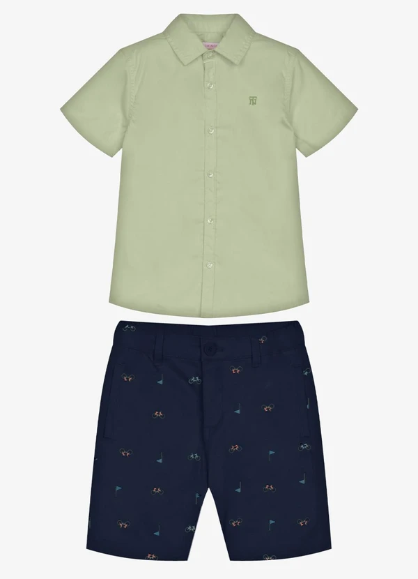 Trick Nick - Conjunto Infantil Camisa com Bermuda Verde