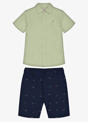 Trick Nick - Conjunto Infantil Camisa com Bermuda Verde - TRICK NICK