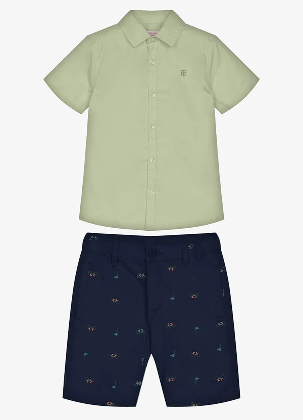 Trick Nick - Conjunto Infantil Camisa com Bermuda Verde