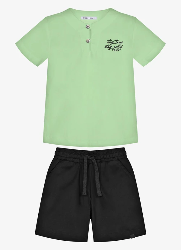 Trick Nick - Conjunto Infantil Camisa com Bermuda Verde