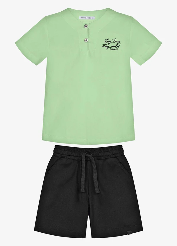 Trick Nick - Conjunto Infantil Camisa com Bermuda Verde