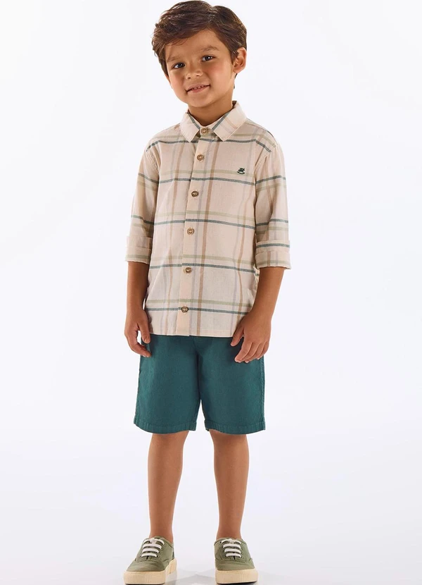 Up Baby - Conjunto Infantil Camisa e Bermuda Bege 1