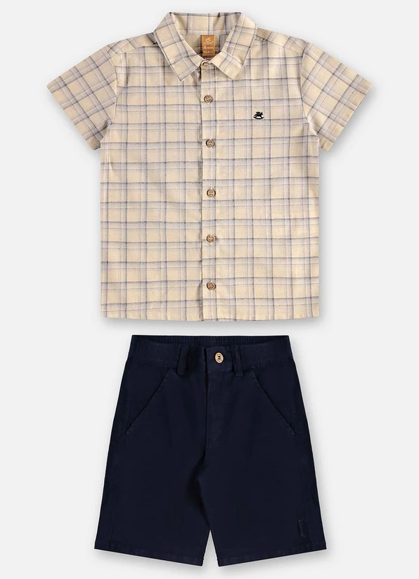 Up Baby - Conjunto Infantil Camisa e Bermuda Bege 2