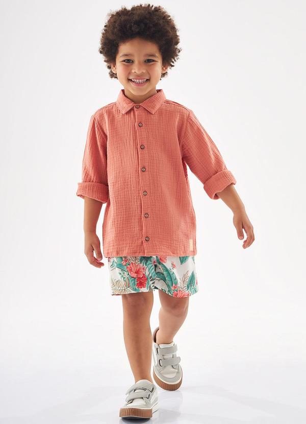 Up Baby - Conjunto Infantil Camisa e Bermuda Laranja