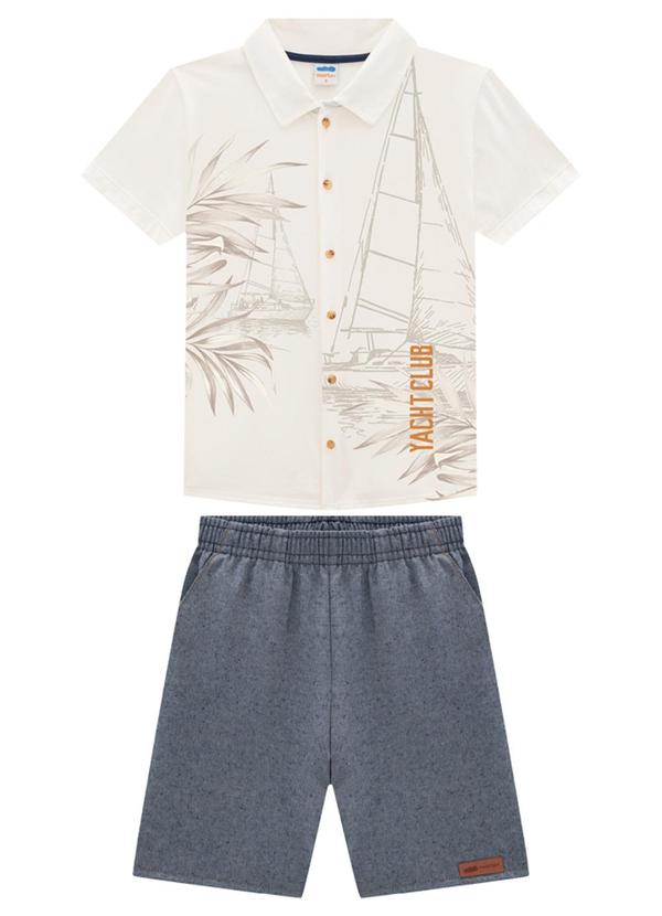 Marlan - Conjunto Infantil Camisa e Bermuda Veleiro Bege 2