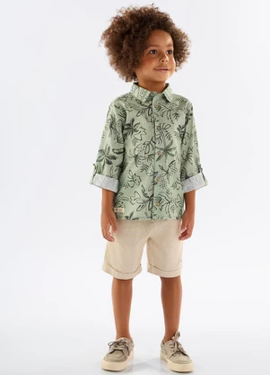 Up Baby - Conjunto Infantil Camisa e Bermuda Verde - UP BABY