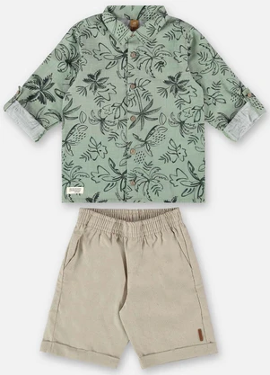 Up Baby - Conjunto Infantil Camisa e Bermuda Verde - UP BABY
