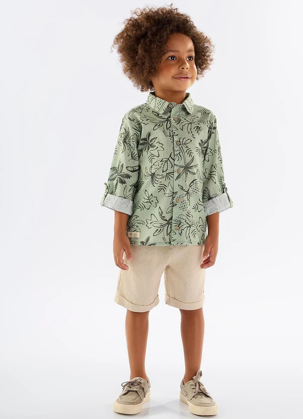 Up Baby - Conjunto Infantil Camisa e Bermuda Verde