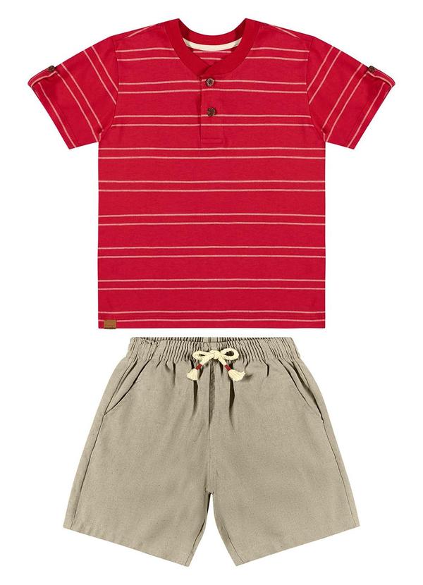Quimby - Conjunto Infantil Camisa e Bermuda Vermelho 2