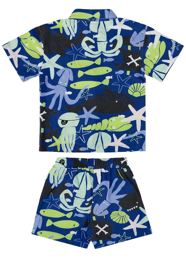 Três e Já - Conjunto Infantil Camisa e Short Azul 3