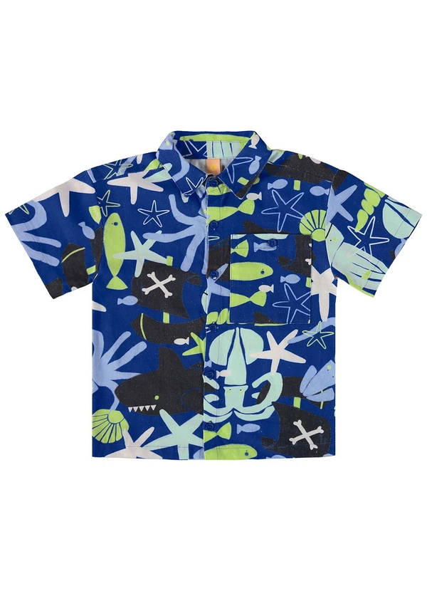 Três e Já - Conjunto Infantil Camisa e Short Azul 4