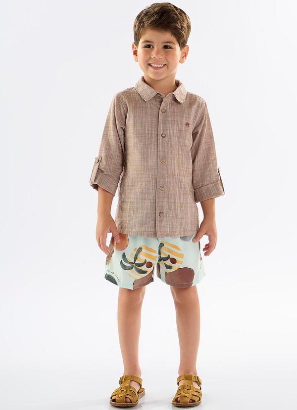 Up Baby - Conjunto Infantil Camisa e Short Marrom