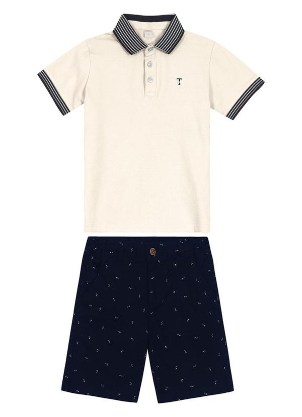 Trick Nick - Conjunto Infantil Camisa Polo e Bermuda Bege