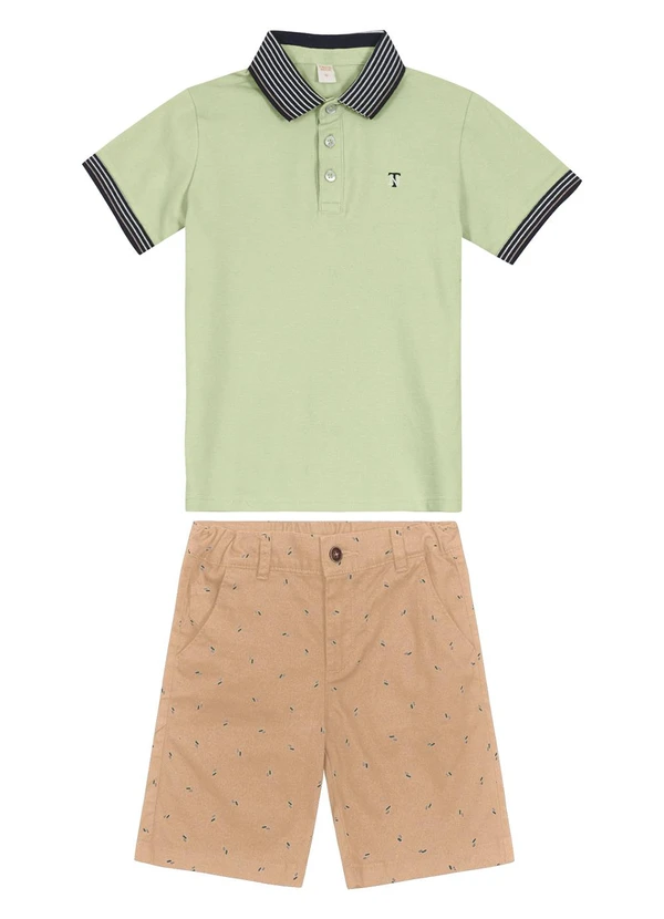 Trick Nick - Conjunto Infantil Camisa Polo e Bermuda Verde 3