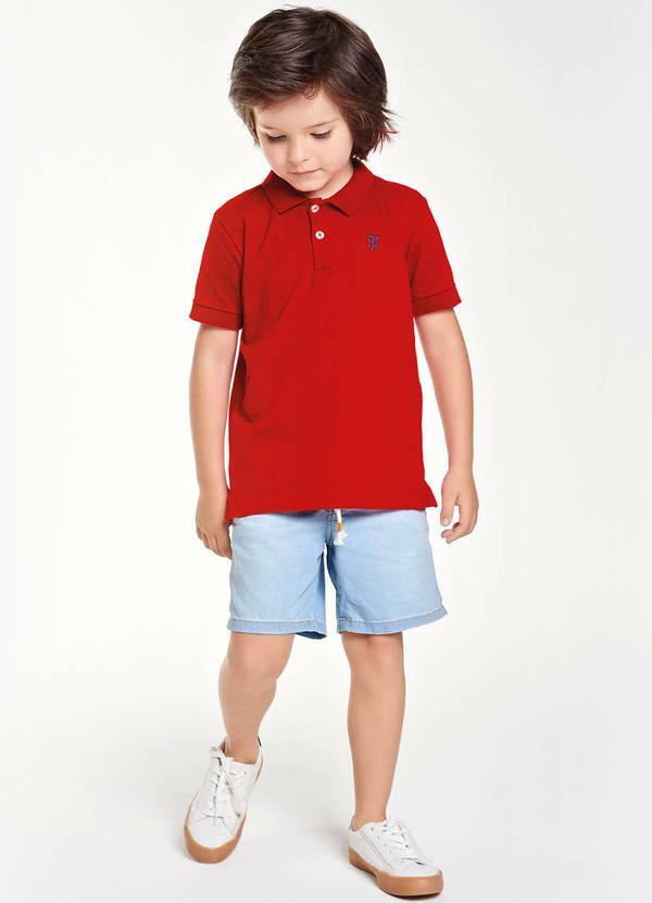 Trick Nick - Conjunto Infantil Camisa Polo e Bermuda Vermelho