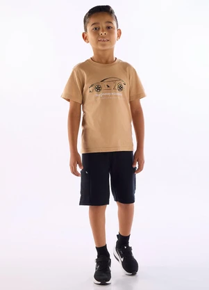 Quimby - Conjunto Infantil Camiseta Bermuda Marrom - QUIMBY