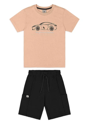 Quimby - Conjunto Infantil Camiseta Bermuda Marrom - QUIMBY