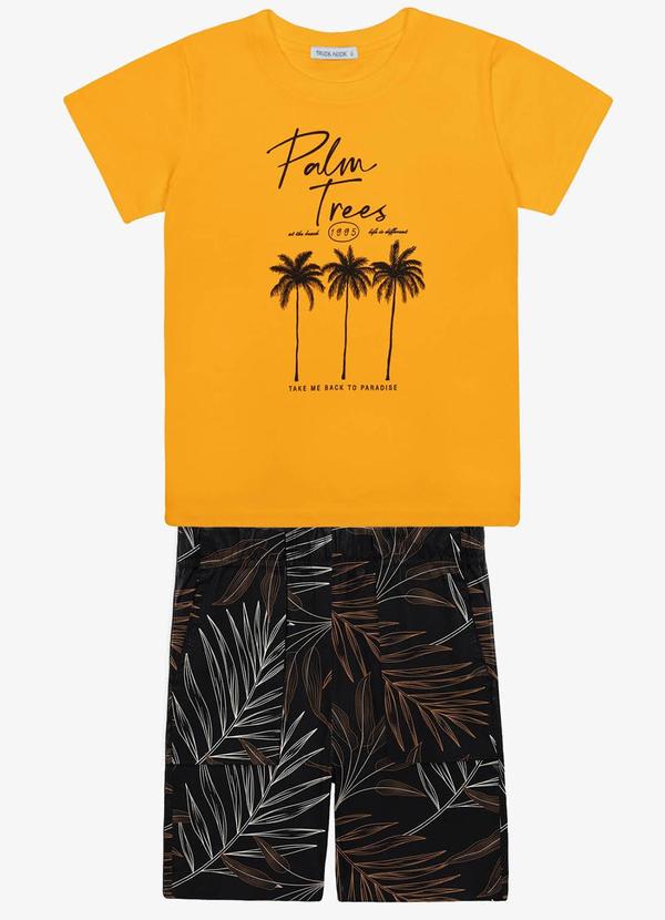 Trick Nick - Conjunto Infantil Camiseta com Bermuda Amarelo