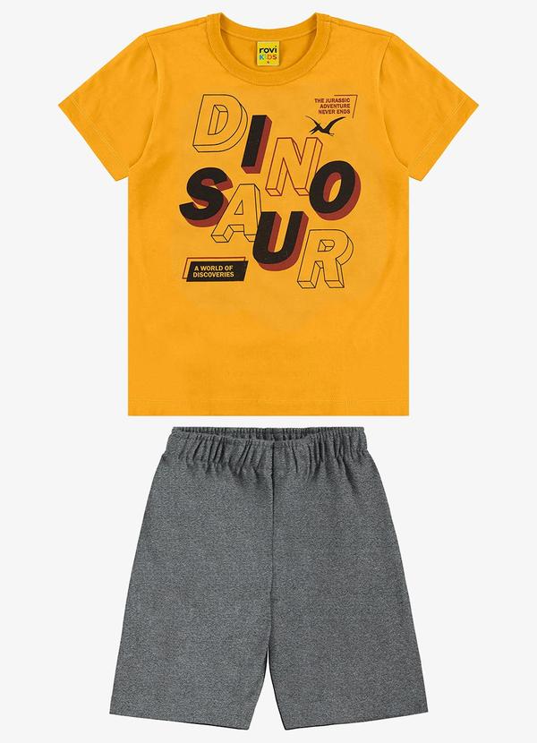 Rovi Kids - Conjunto Infantil Camiseta com Bermuda Amarelo
