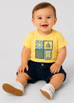 Trick Nick - Conjunto Infantil Camiseta com Bermuda  Amarelo - TRICK NICK