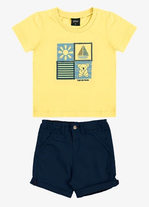 Trick Nick - Conjunto Infantil Camiseta com Bermuda  Amarelo - TRICK NICK