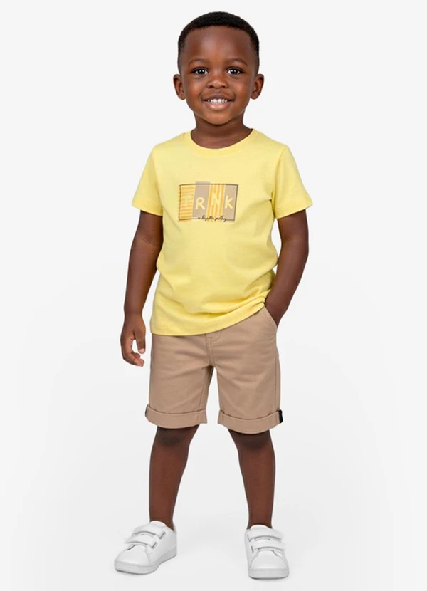 Trick Nick - Conjunto Infantil Camiseta com Bermuda Amarelo