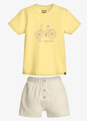 Trick Nick - Conjunto Infantil Camiseta com Bermuda Amarelo - TRICK NICK