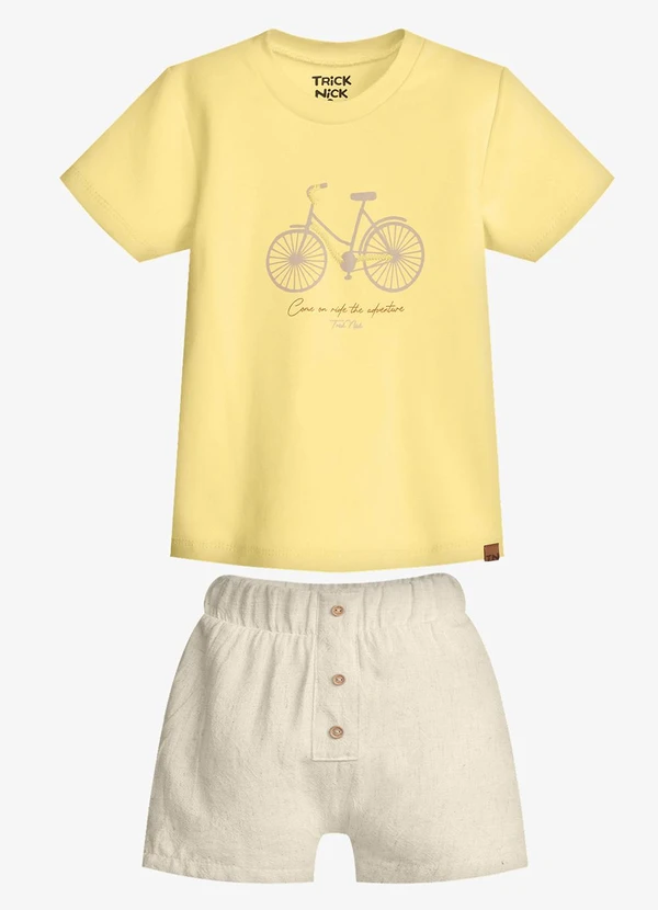 Trick Nick - Conjunto Infantil Camiseta com Bermuda Amarelo