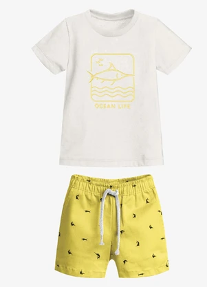 Trick Nick - Conjunto Infantil Camiseta com Bermuda Amarelo - TRICK NICK