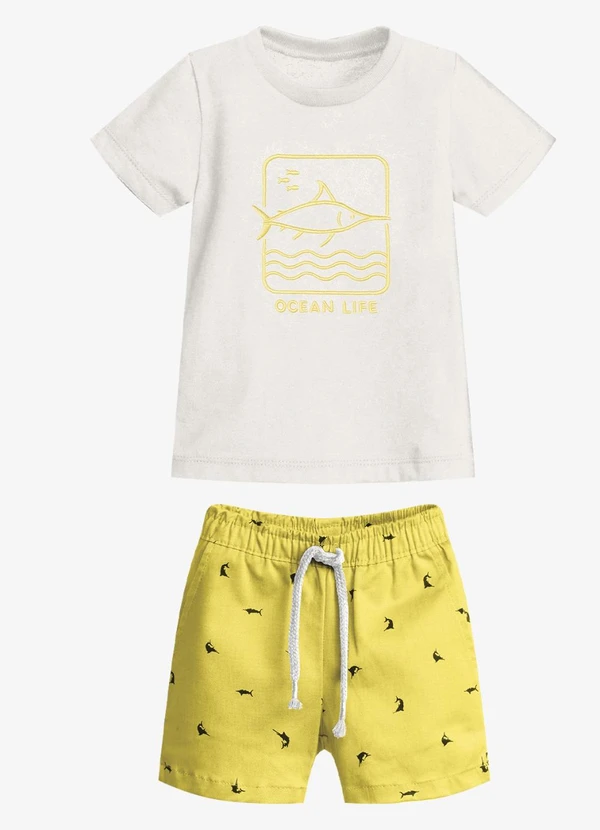 Trick Nick - Conjunto Infantil Camiseta com Bermuda Amarelo