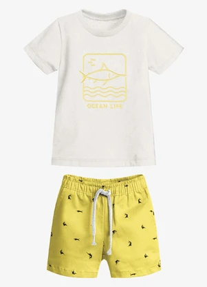 Trick Nick - Conjunto Infantil Camiseta com Bermuda Amarelo - TRICK NICK