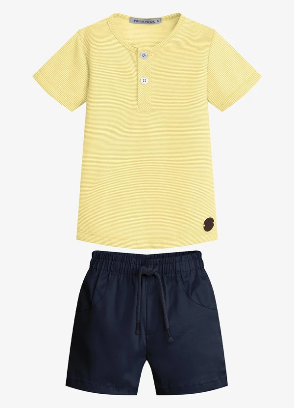 Trick Nick - Conjunto Infantil Camiseta com Bermuda Amarelo
