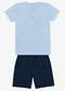Trick Nick - Conjunto Infantil Camiseta com Bermuda Bege - variação: Azul