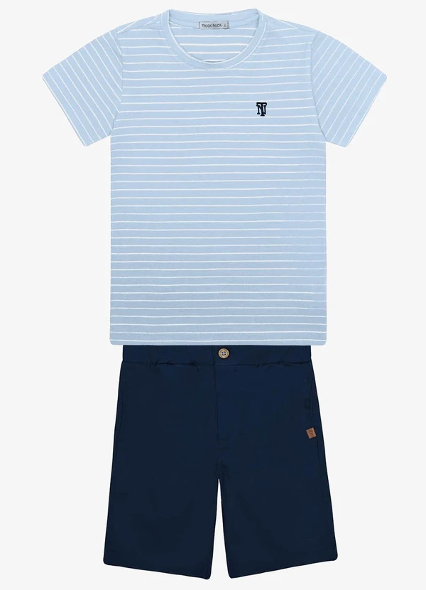 Trick Nick - Conjunto Infantil Camiseta com Bermuda Azul