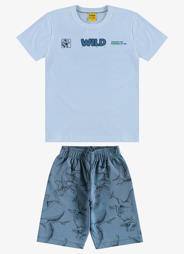 Rovi Kids - Conjunto Infantil Camiseta com Bermuda Azul