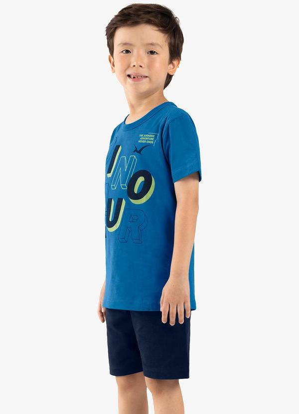 Rovi Kids - Conjunto Infantil Camiseta com Bermuda Azul