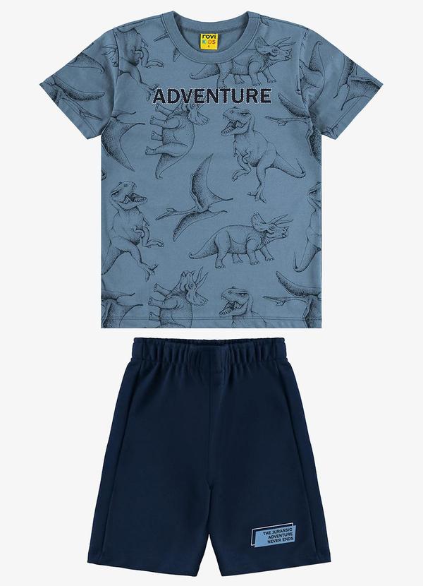 Rovi Kids - Conjunto Infantil Camiseta com Bermuda Azul