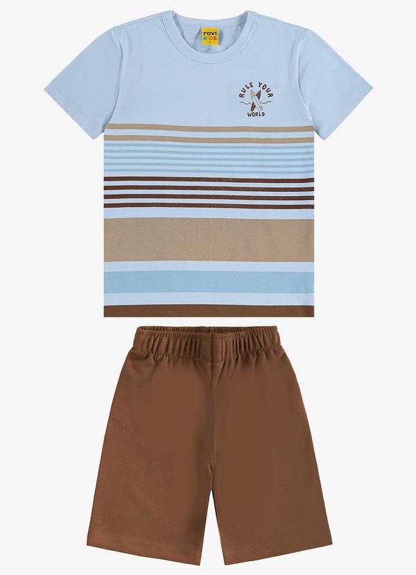 Rovi Kids - Conjunto Infantil Camiseta com Bermuda Azul