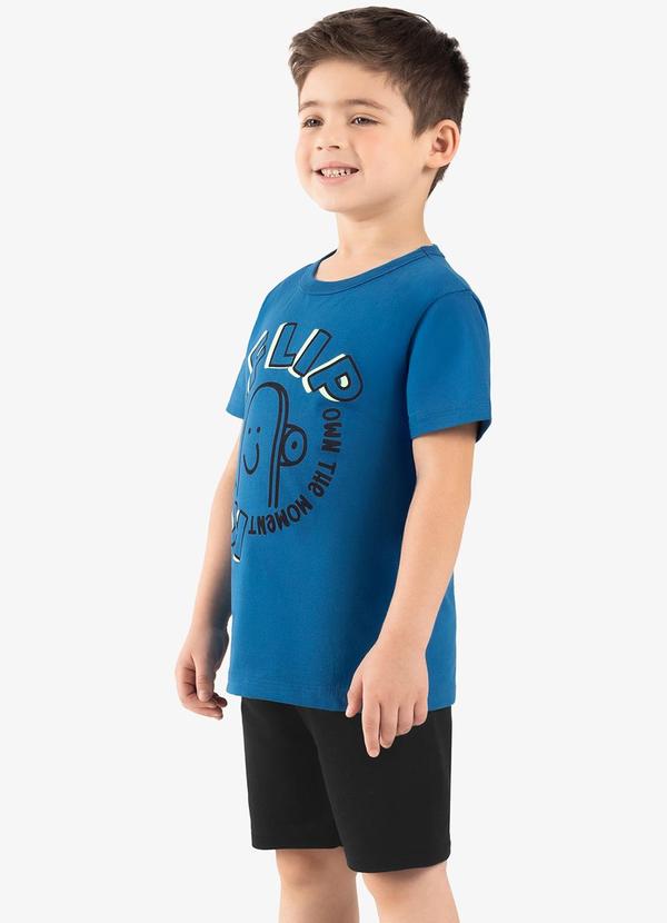 Rovi Kids - Conjunto Infantil Camiseta com Bermuda Azul