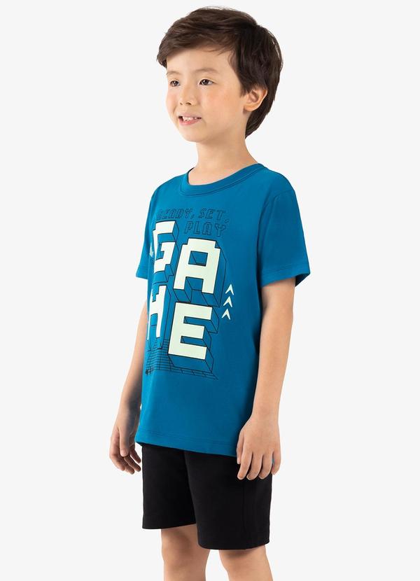 Rovi Kids - Conjunto Infantil Camiseta com Bermuda Azul
