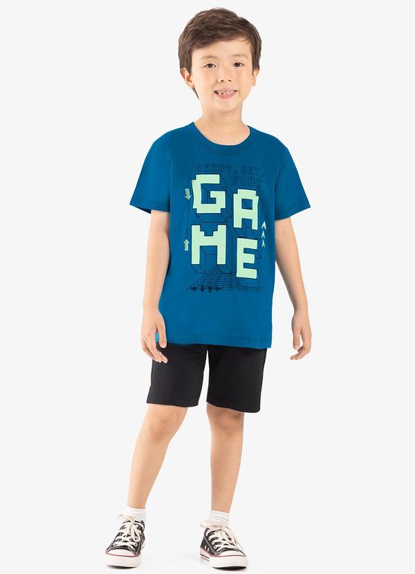Rovi Kids - Conjunto Infantil Camiseta com Bermuda Azul 3