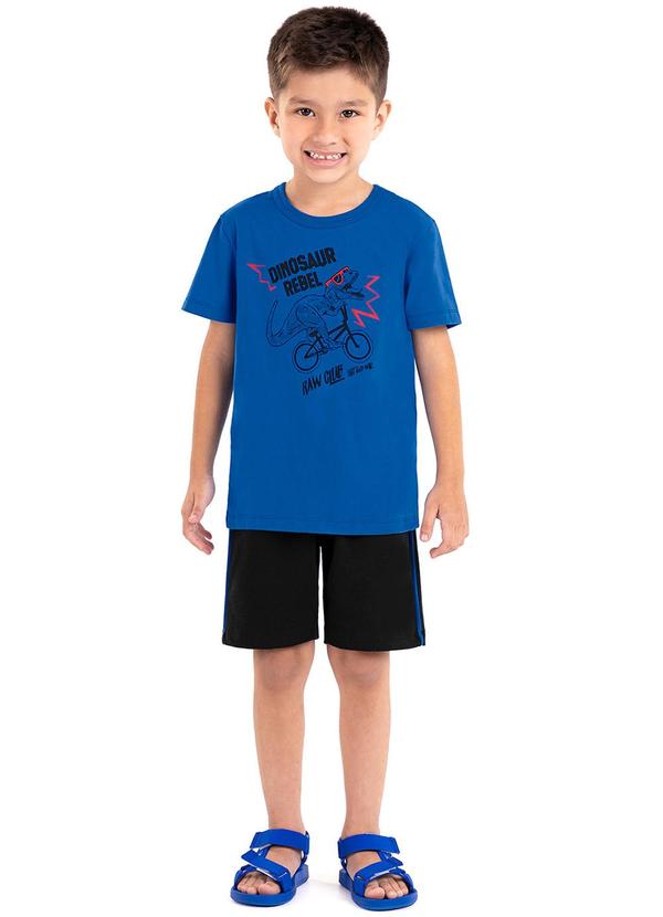 Rovi Kids - Conjunto Infantil Camiseta com Bermuda Azul