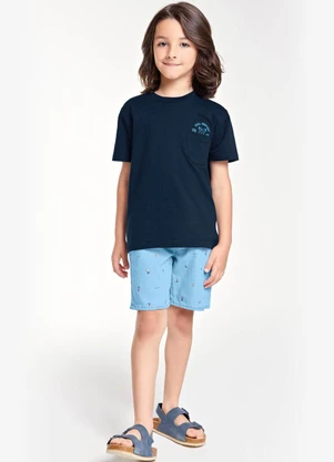 Trick Nick - Conjunto Infantil Camiseta com Bermuda Azul - TRICK NICK
