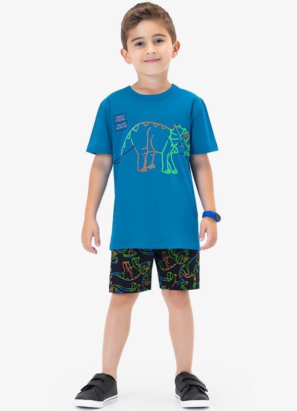 Rovi Kids - Conjunto Infantil Camiseta com Bermuda Azul